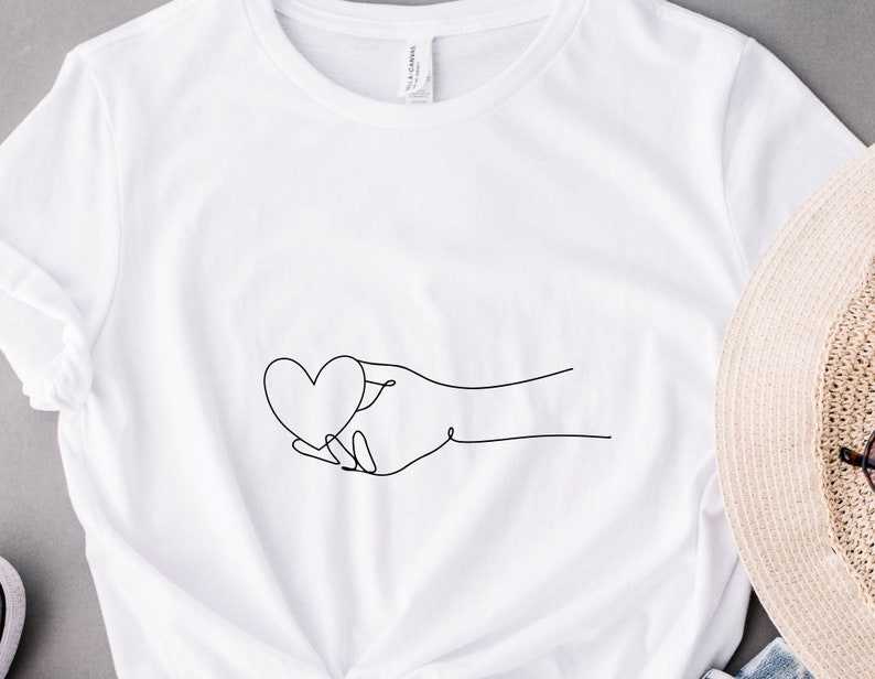 Hand One Line With Heart Svg For Cut File, Heart Outline Svg, For Valentine’s, Love Wedding, Symbol For Logo, Vector Illustration#5