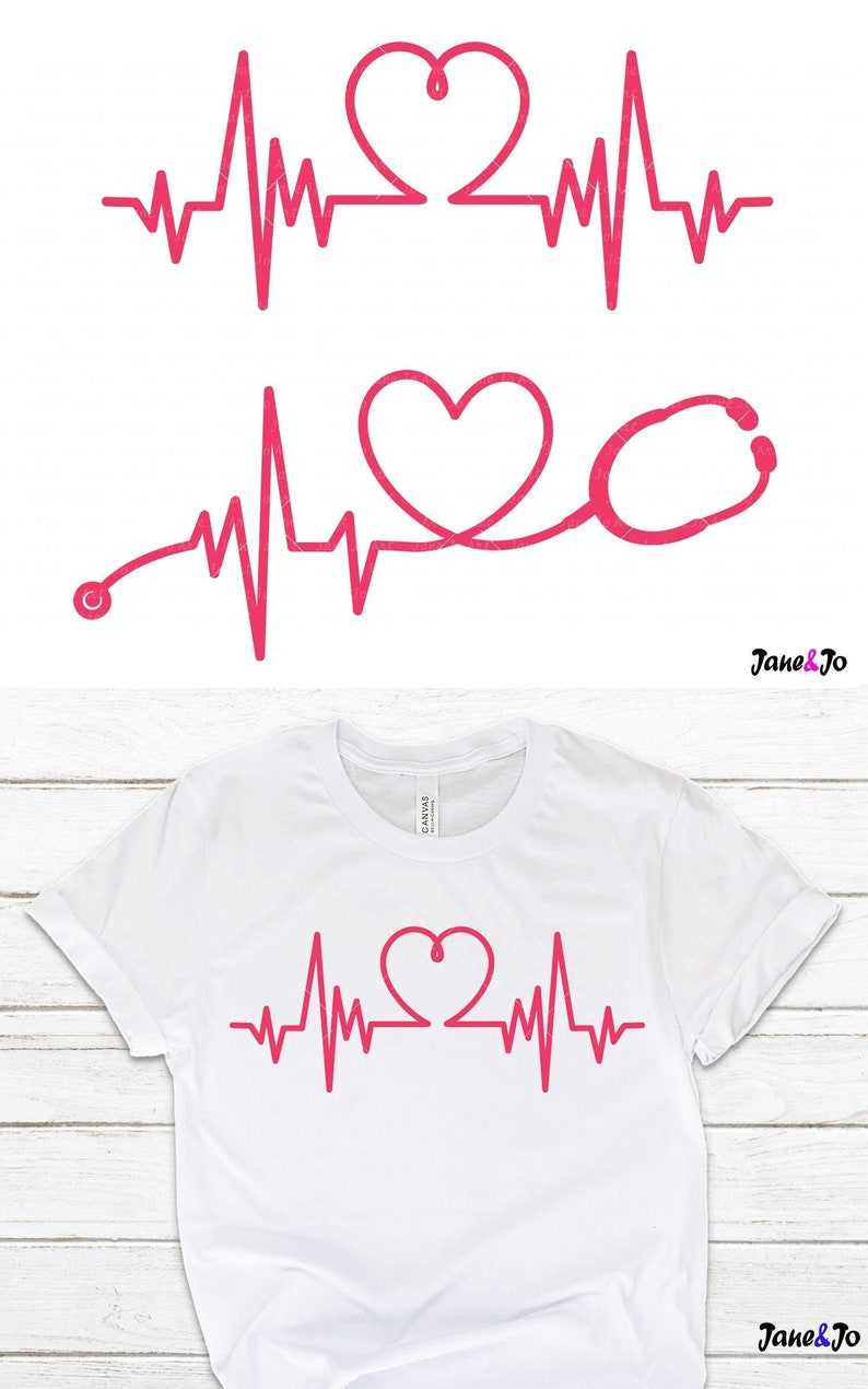 Heartbeat Svg Bundle, Heart Stethoscope Svg, Heart Beat Svg, Heartbeat Clipart, Healthcare, Nurse SVG Cut File Cutting File#1