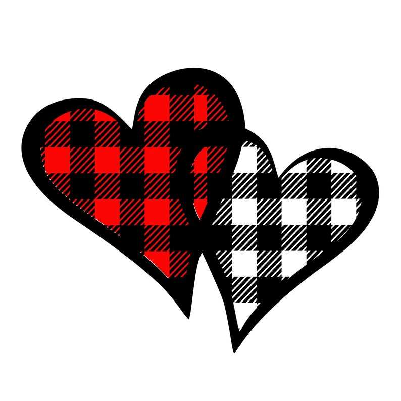 Double Heart Valentine Love Buffalo Plaid Svg High Quality Perfect for your Design