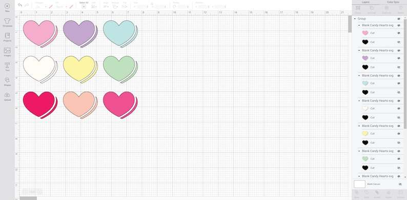 Valentine's Day Blank Candy Hearts SVG, Heart SVG, Conversation Hearts SVG, Valentine's Day SVG, Heart Candy Svg, Cut File for Cricut Silhouette#3