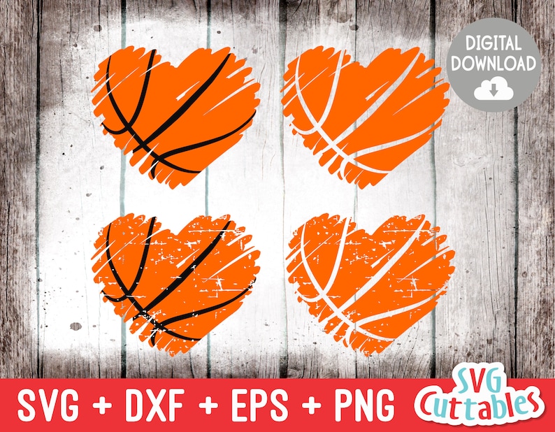 Distressed Basketball Heart Svg, Scribble Heart Svg