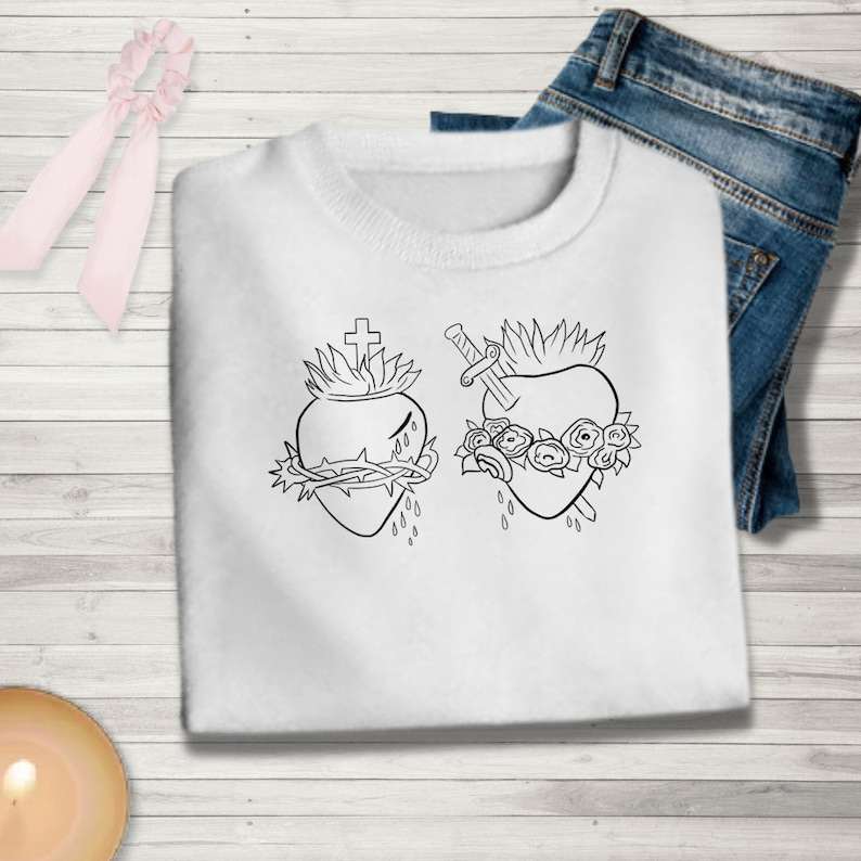 Hearts Of The Holy Family Svg, Hearts SVG, Christian Svg, Religious Svg, Faith Svg, Jesus Svg, Bible Quotes Shirt Gift Svg, Png, For Cricut#3