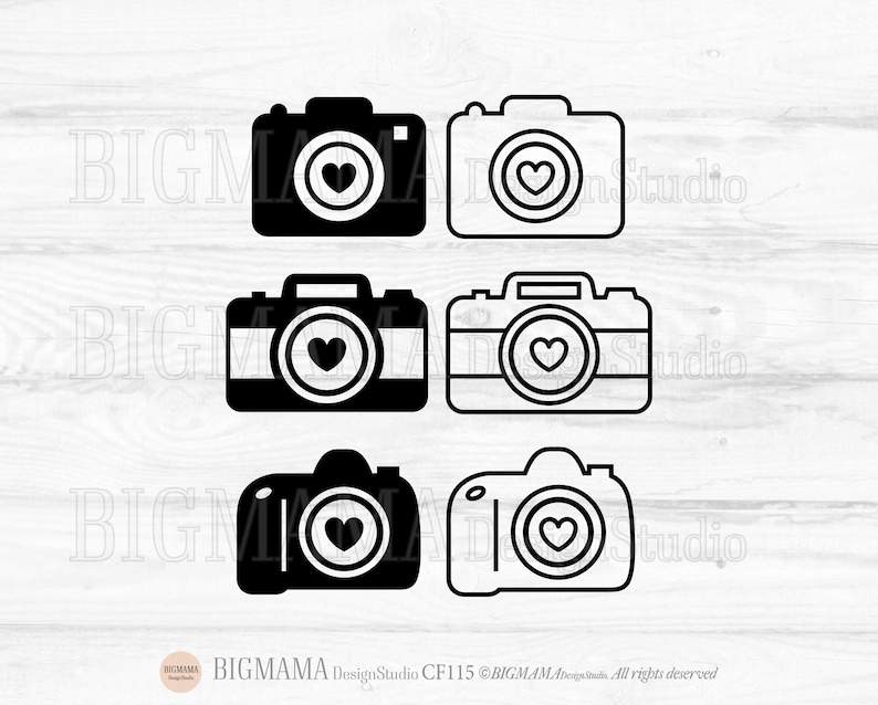 Camera With Heart SVG, Heart Outline Svg, Camera Svg Files, Vinyl, Cricut, Silhouette#2