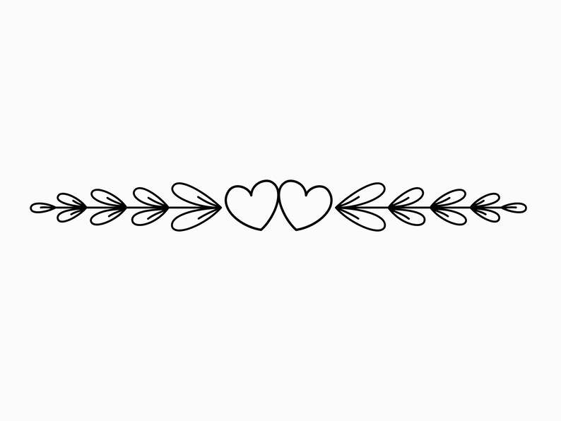 Heart Border SVG, Double Heart Svg, Heart Flourish Double Heart Divider, Hand Drawn Doodle Sketch, Svg Png Dxf Pdf Jpg Files#3