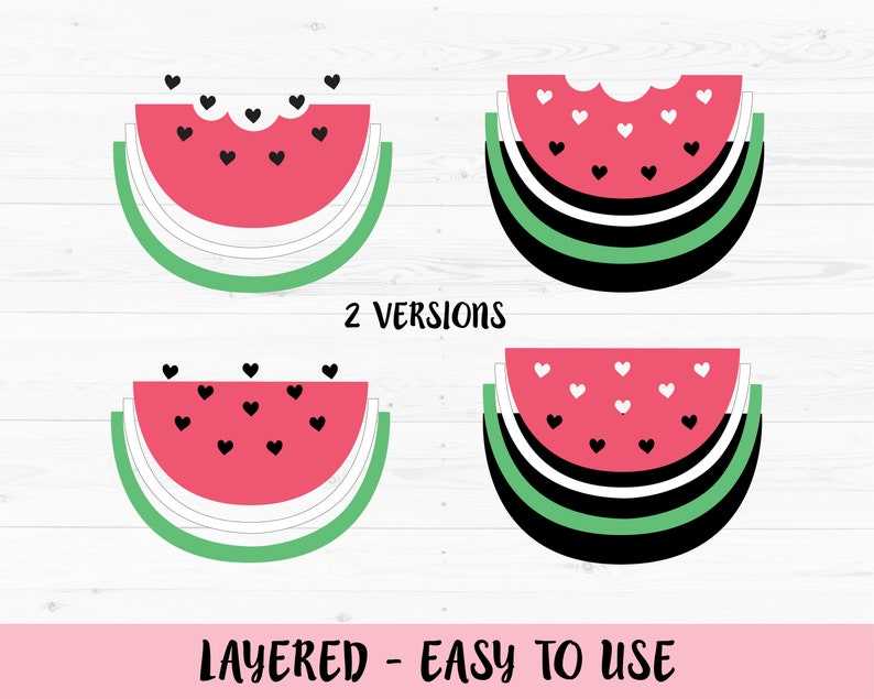 Cute Fruit Bitten Watermelon With Hearts Digutal File Creativity and Fun Digital Download 