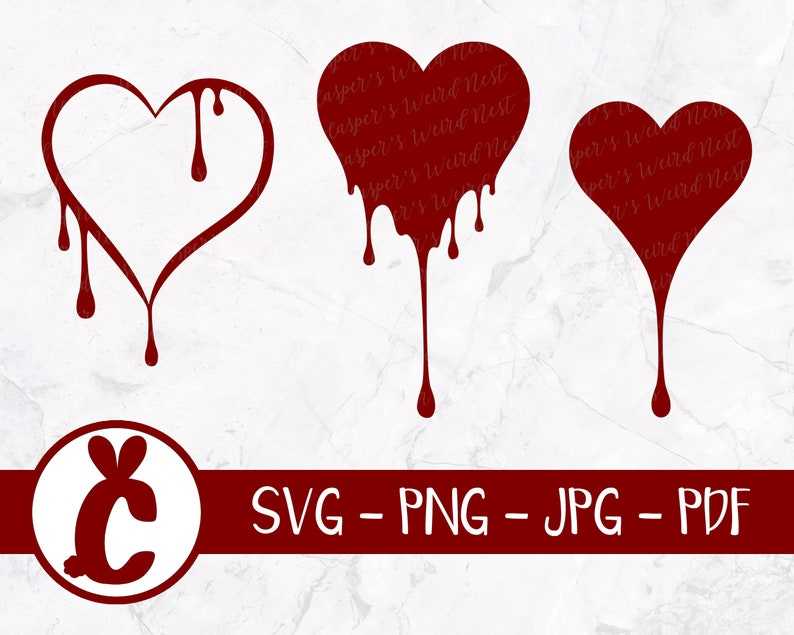 Bleeding Hearts Bundle, Heart SVG, Svg, Png, Jpg, Pdf, Commercial Use, Instant Download, Dripping Heart Vectors, Bloody Valentines Svg#1