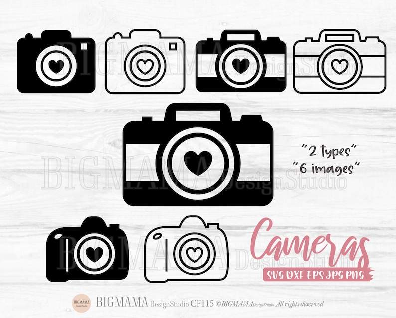 Camera With Heart SVG, Heart Outline Svg, Camera Svg Files, Vinyl, Cricut, Silhouette#1