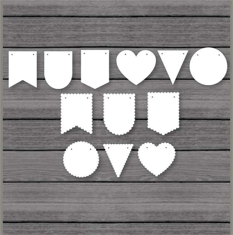 12 Pennant Banners Flag Heart Circle Scallop Edge SVG Cut Files Creativity and Fun Digital Download 