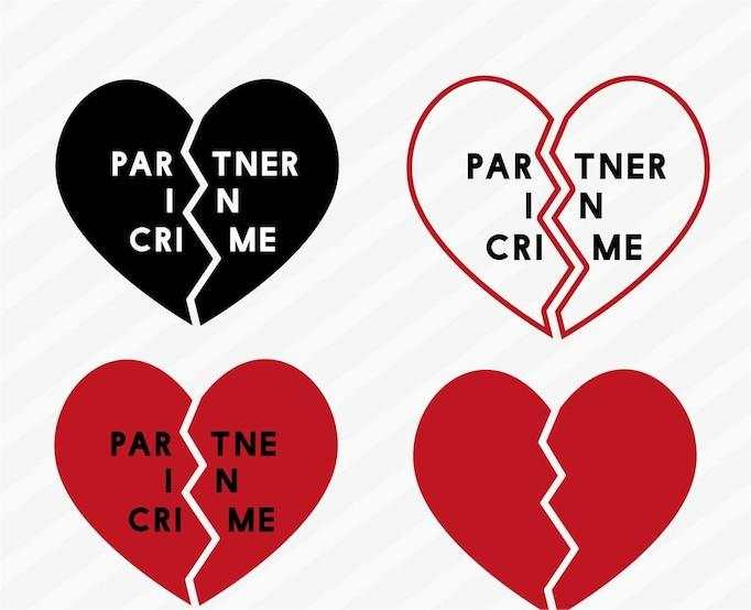Partner In Crime Svg File, Broken Heart Svg#1