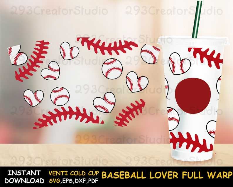 Baseball Full Wrap Venti Cold Cup Svg Perfect for Crafting & Design Projects 