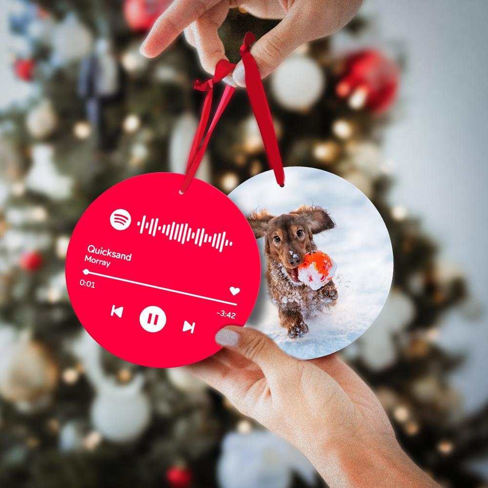 Custom Scannable Spotify Code Ornaments Hanging Ornament, Photo Music Song Ornaments Pink Unique Gifts