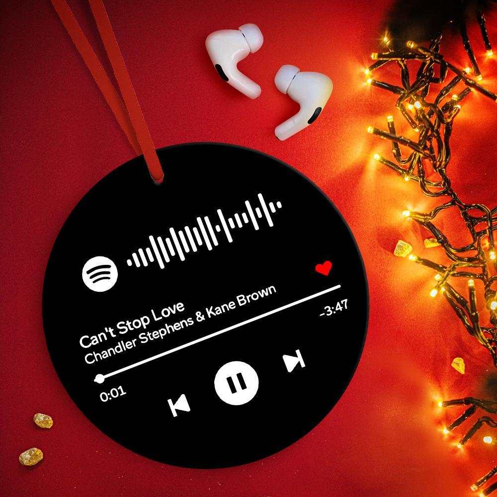 Scannable Spotify Code Ornaments Photo Hanging Ornament, Engraved Custom Music Song Ornament Black Gifts for New Year