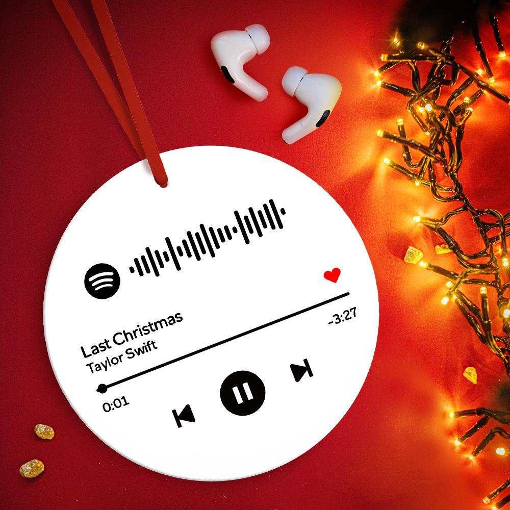 Gifts for New Year Scannable Spotify Code Ornaments Photo Hanging Ornament, Custom Music Song Photo Ornament White
