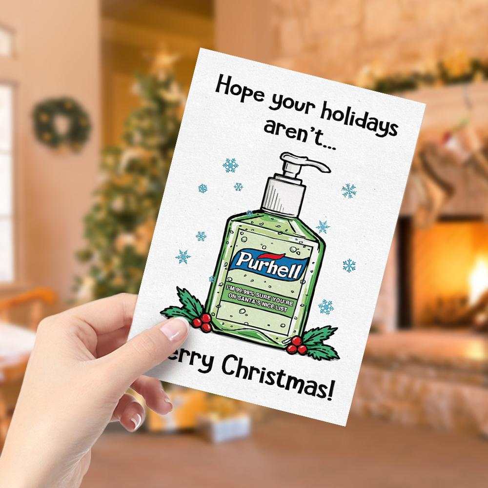 Funny Christmas Card Purhell Holiday Card Cute Christmas Card - Vertical Card