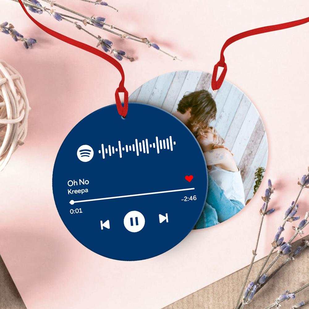 Custom Scannable Spotify Code Ornaments Hanging Ornament, Photo Music Song Ornaments Blue Gifts