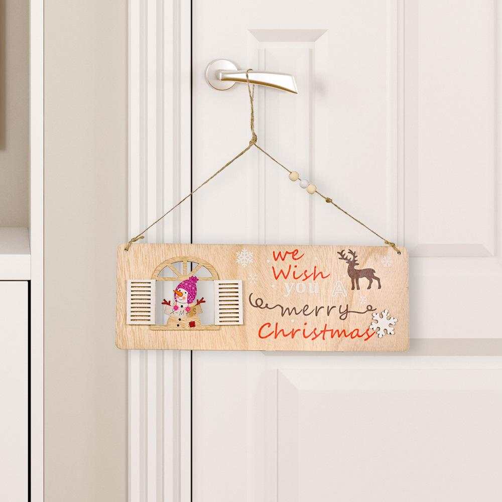 Wooden Door Hanging Elk Snowflake Santa Claus Decoration Christmas Gifts For Family