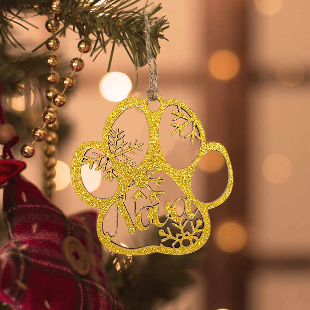 Personalized Wood Pet Paw Christmas Ornament Gifts for Pet Lover