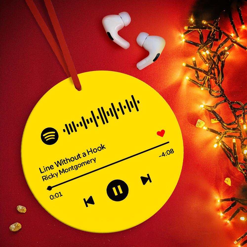 Scannable Spotify Code Ornaments Hanging Ornament, Photo Music Song Ornaments Yellow New Year
