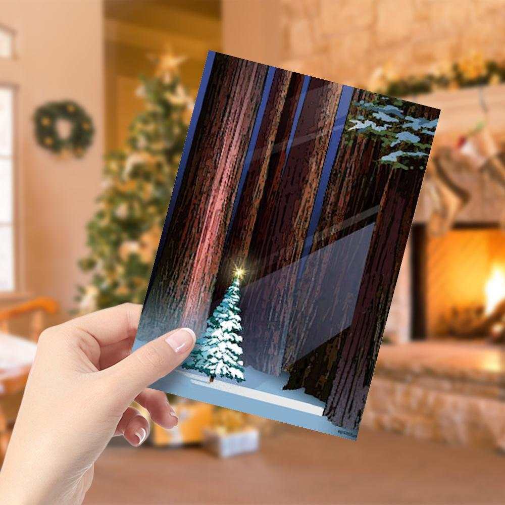 Winter Forest Christmas Card Funny Christmas Card Holiday Card - Vertical Card