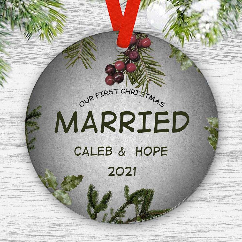 Custom Engraved Christmas Ornament Personalized Name Ornament-Our First Christmas Married