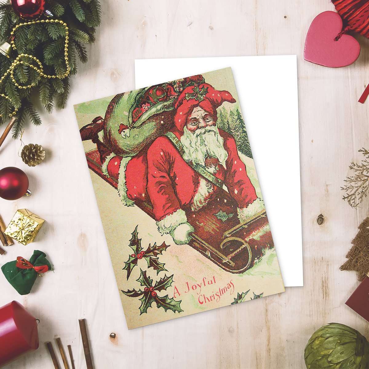 Super Cute Christmas Gift Postcard a Joy Santa Greeting Card for Christmas