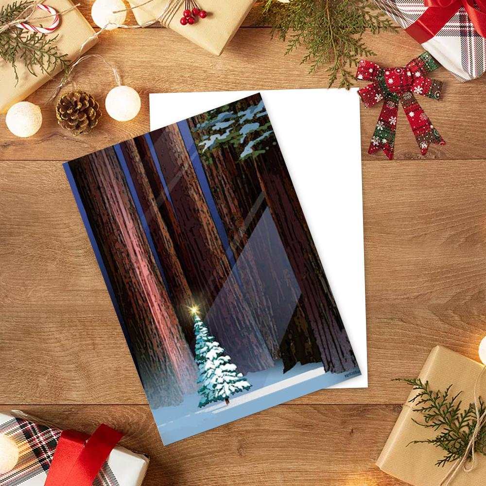 Winter Forest Christmas Card Funny Christmas Card Holiday Card - Vertical Card