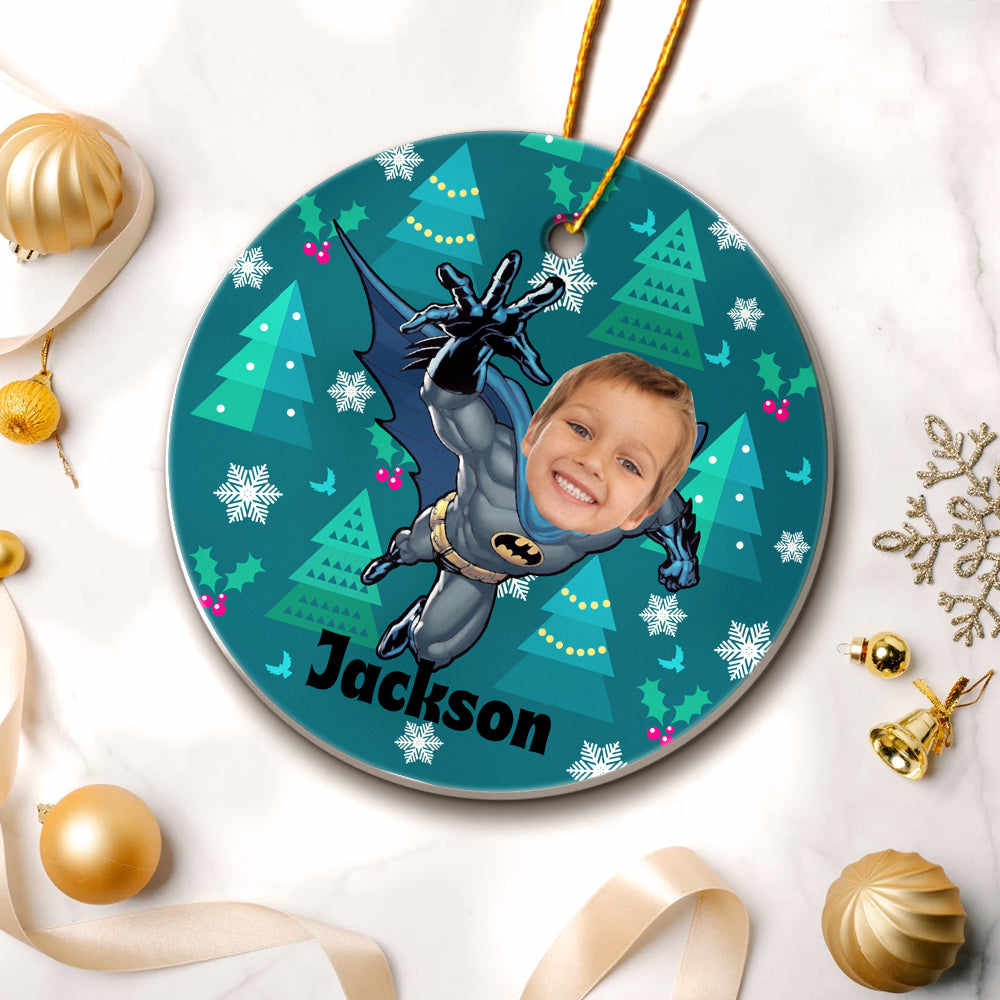Personalized Christmas Batman Style Ornament Christmas Gift for Kids