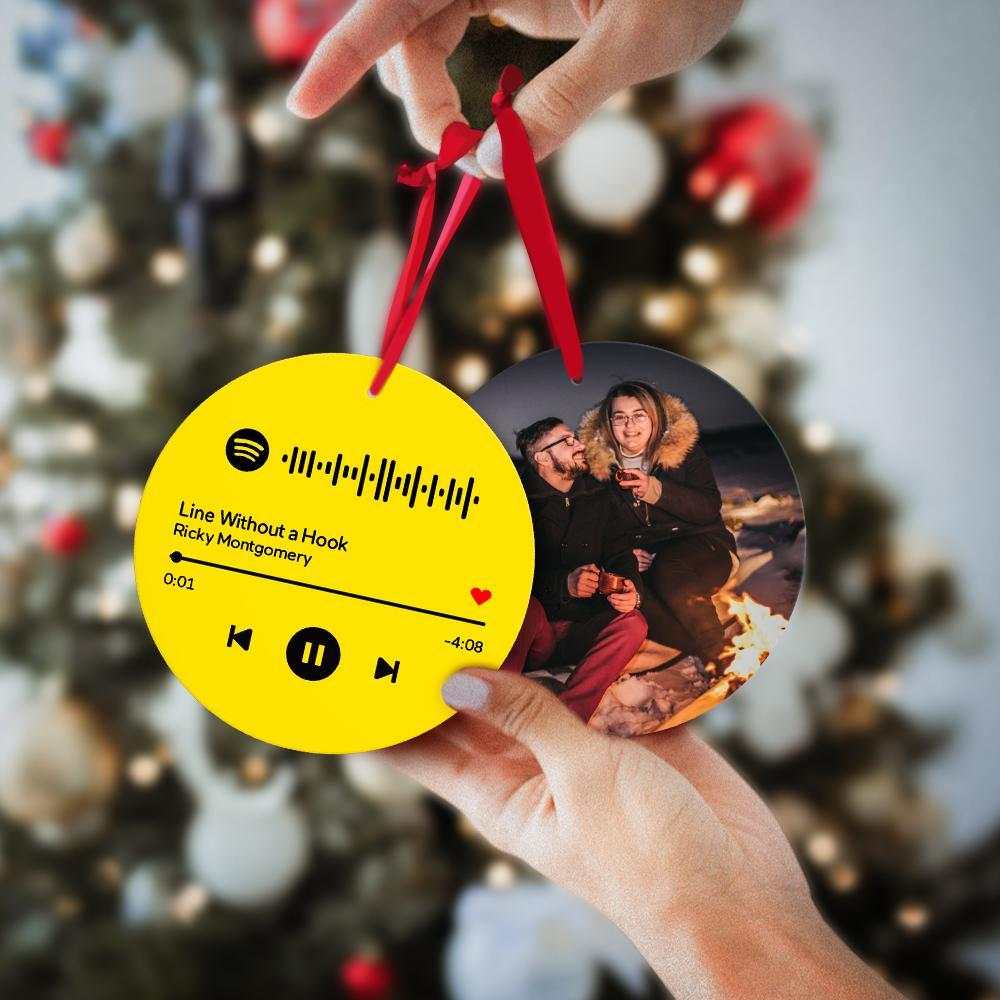 Scannable Spotify Code Ornaments Hanging Ornament, Photo Music Song Ornaments Yellow New Year