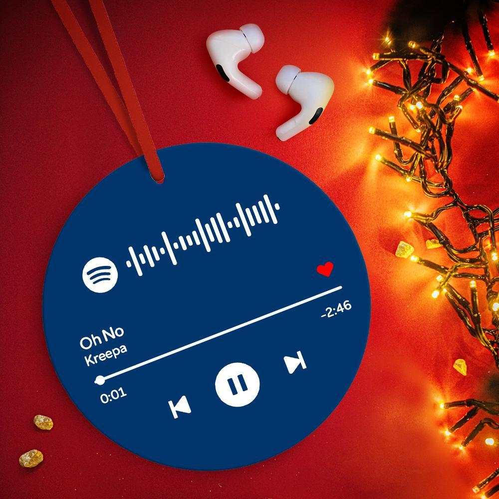 Custom Scannable Spotify Code Ornaments Hanging Ornament, Photo Music Song Ornaments Blue Gifts for Family