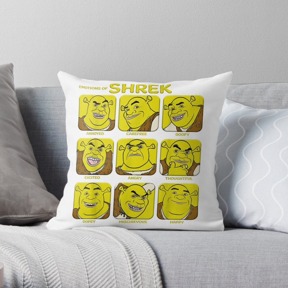 Shrek Face Meme Throw Pillow, Shrek Movie Pillow Cases Gifts Unisex Adults