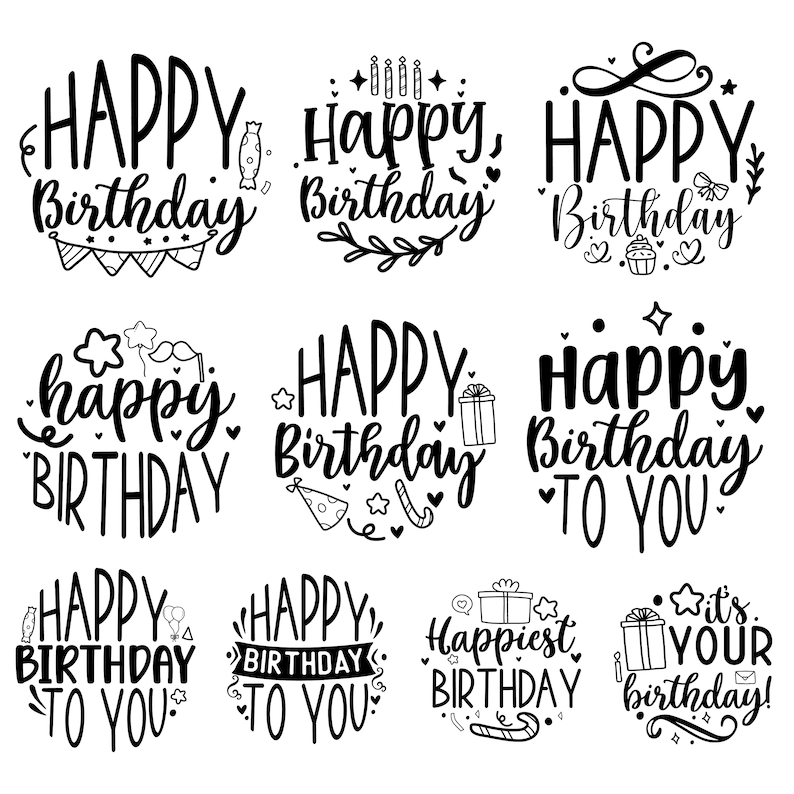 Happy Birthday Svg, Birthday Svg Files For Cricut Birthday Clipart ...