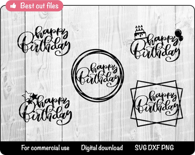 Happy Birthday Svg Cake Topper, Birthday Cake Topper Vector ...