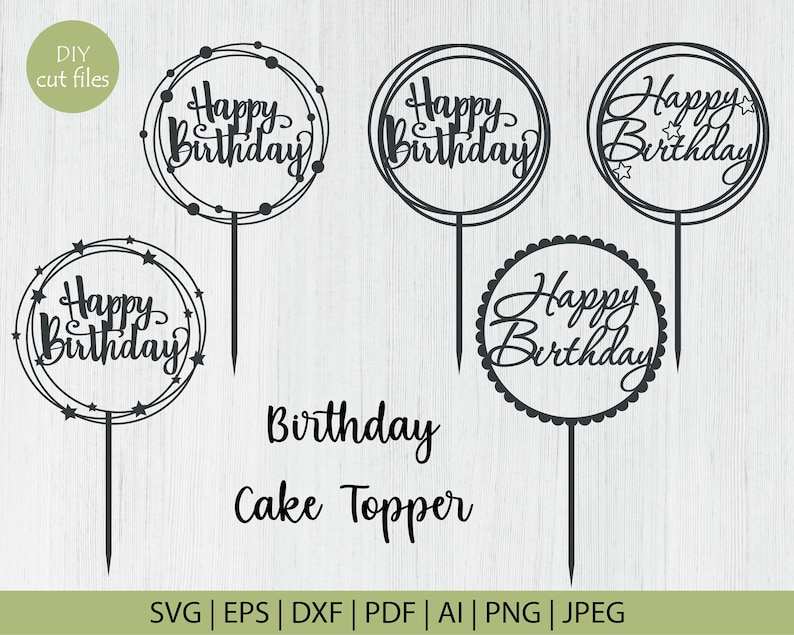 Happy Birthday Plotter File SVG DXF PNG Lettered (Download Now) 