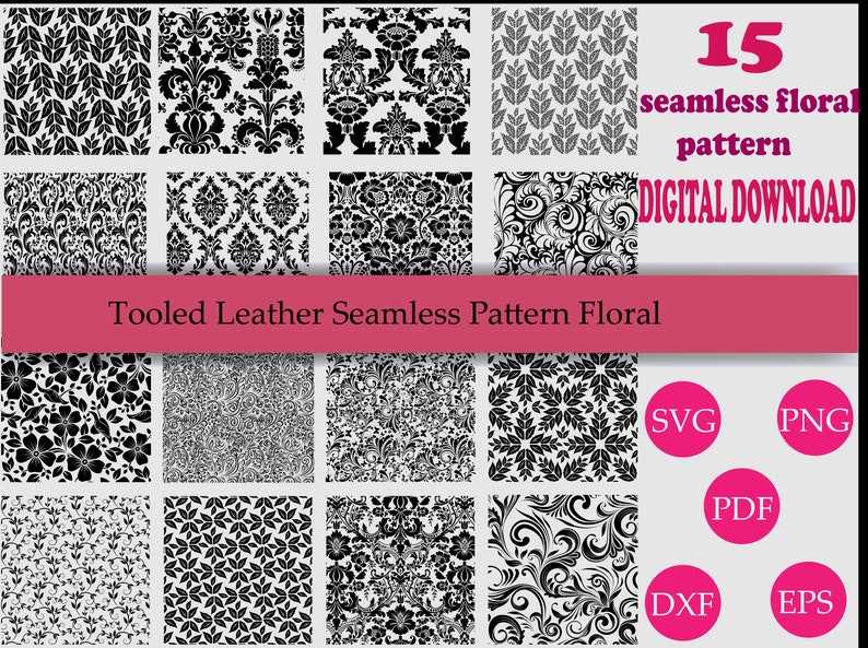 Tooled Leather Floral Pattern Cut File