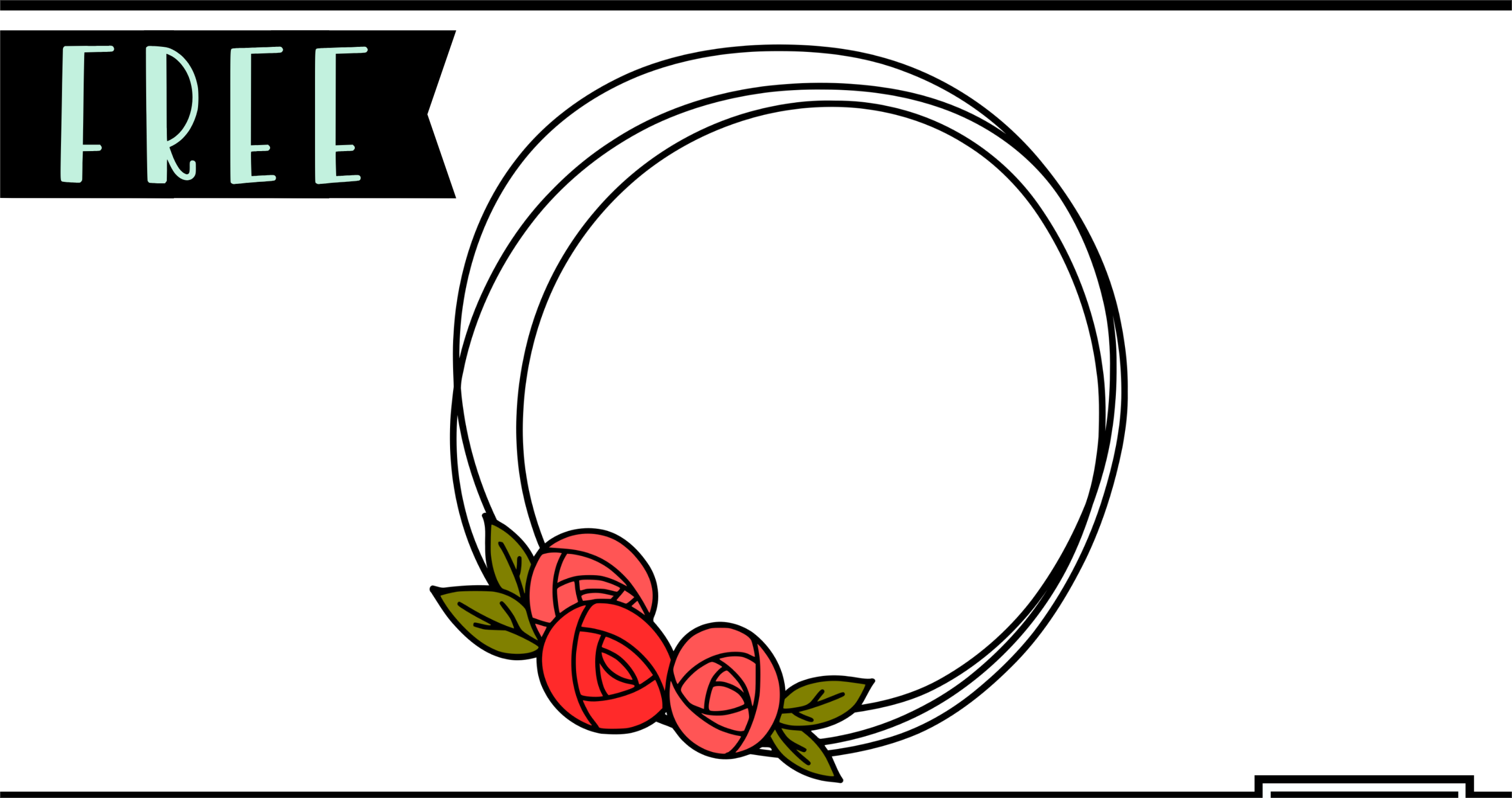 Rose circle frame SVG, Monogram flowers wreath