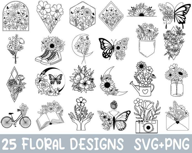 Flower SVG Files Flower Border SVG Floral SVG Files Flower 