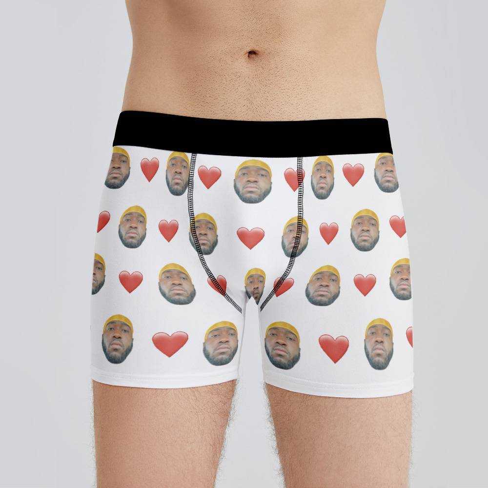 Jidion Boxers Custom Photo Boxers Men's Underwear Heart Boxers White