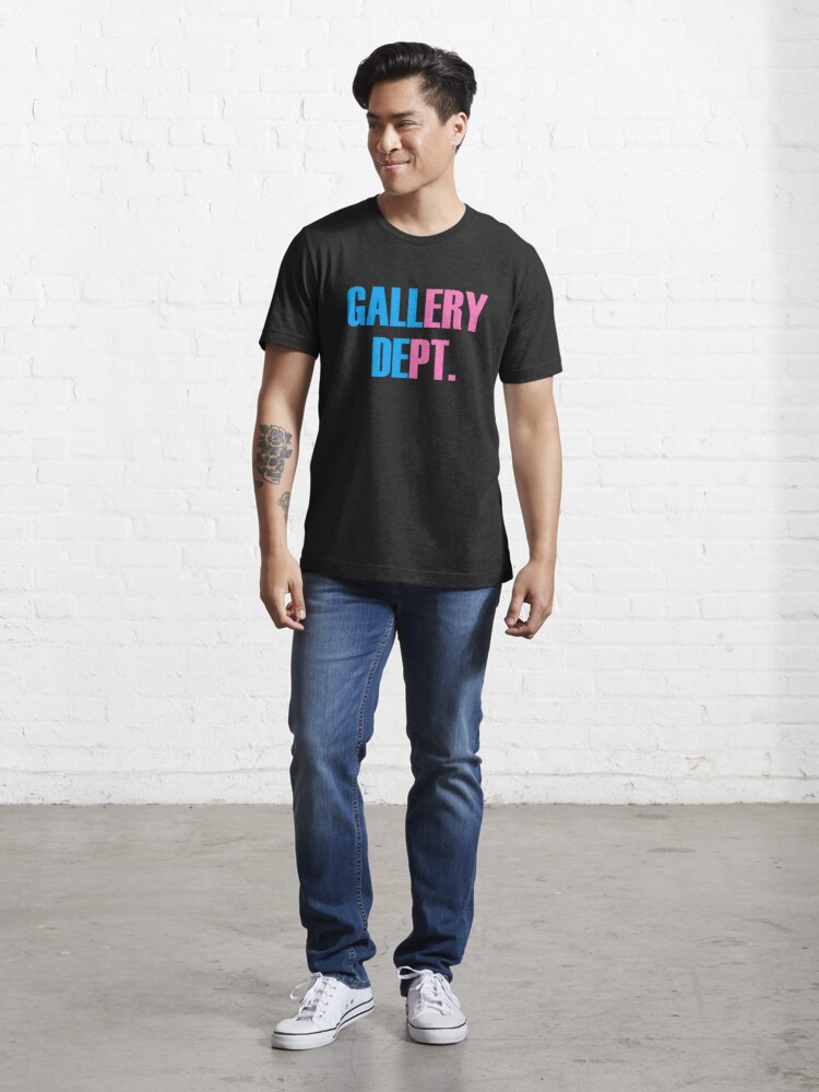 Gallery Dept Black T-shirt, Gallery Dept T-Shirt with Blue and Pink