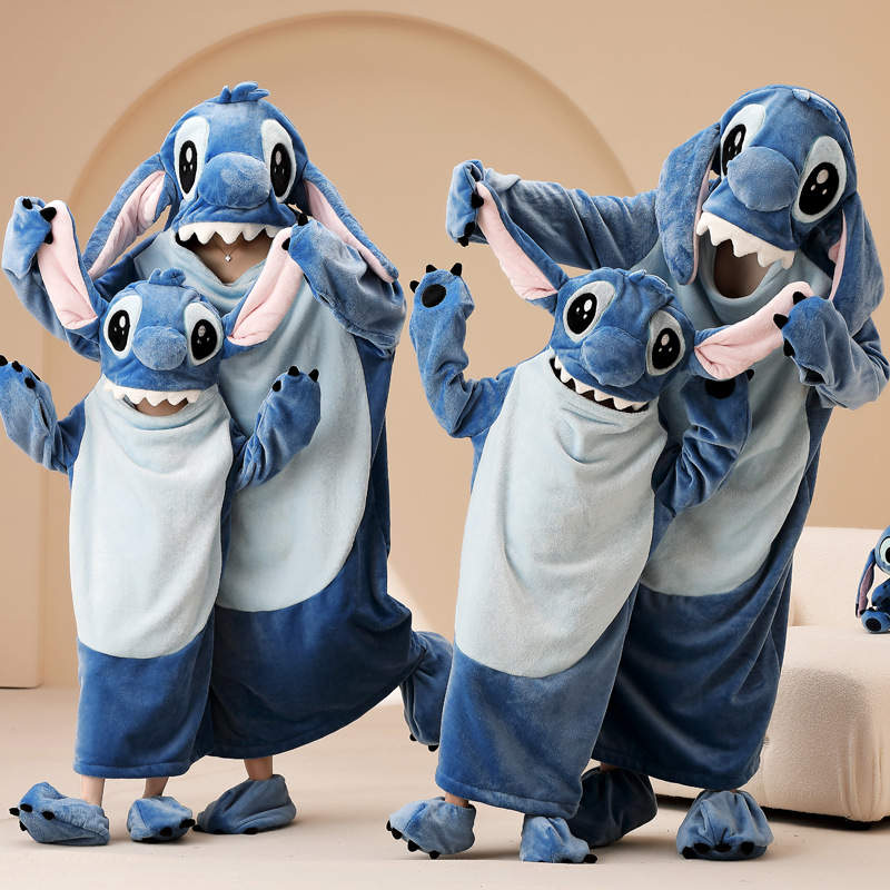 Lilo and Stitch Costume, Family Fitted Flannel Couple Nightgown Onesie