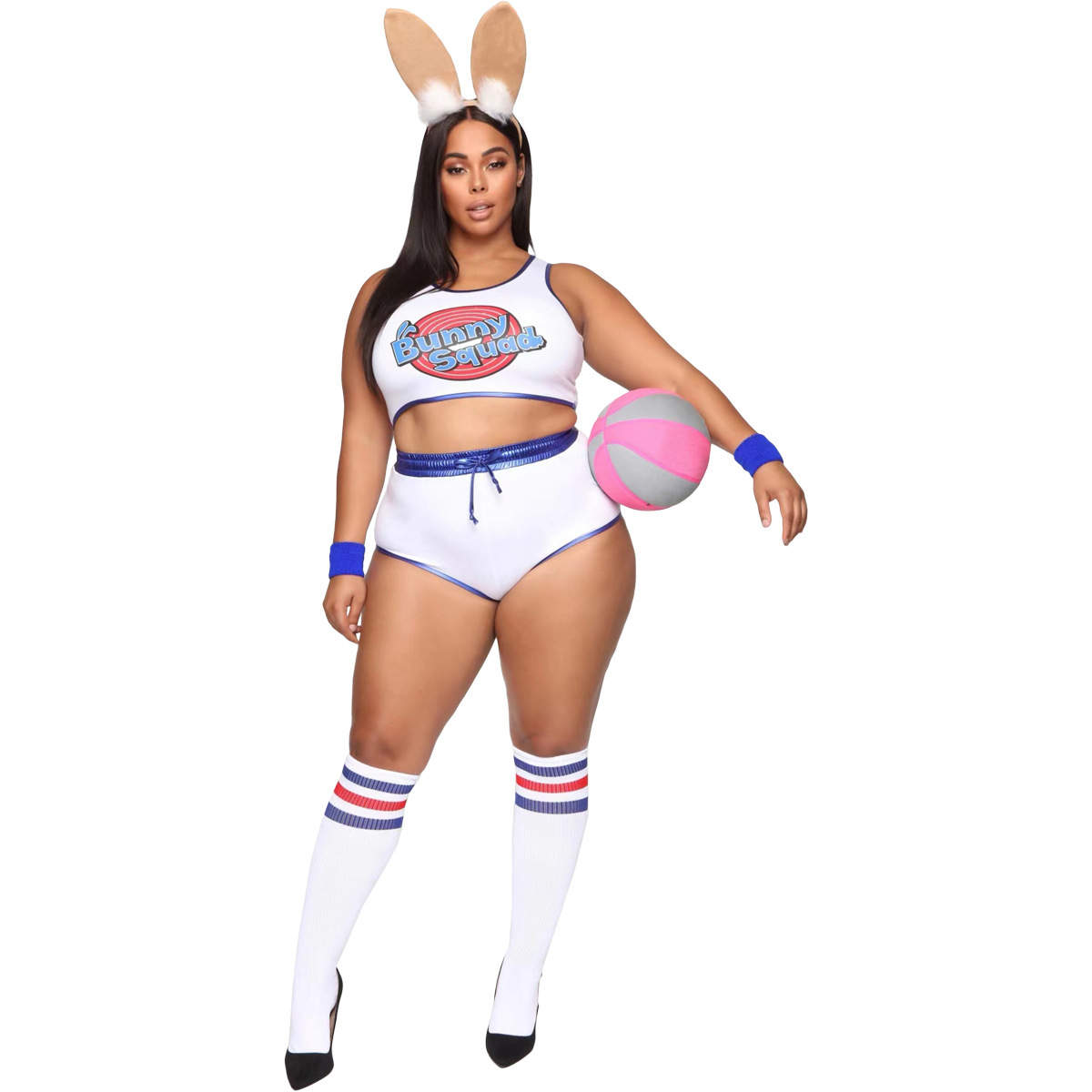 Lola Bunny Costume, Women's Halloween Top And Shorts Set Without