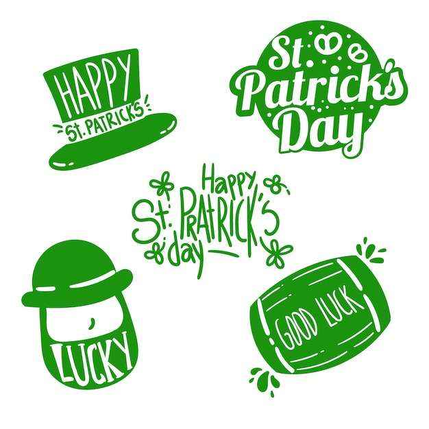 St Patricks Day Svg Free, Free Vector Hand Drawn St. Patrick's Day Label  Collection