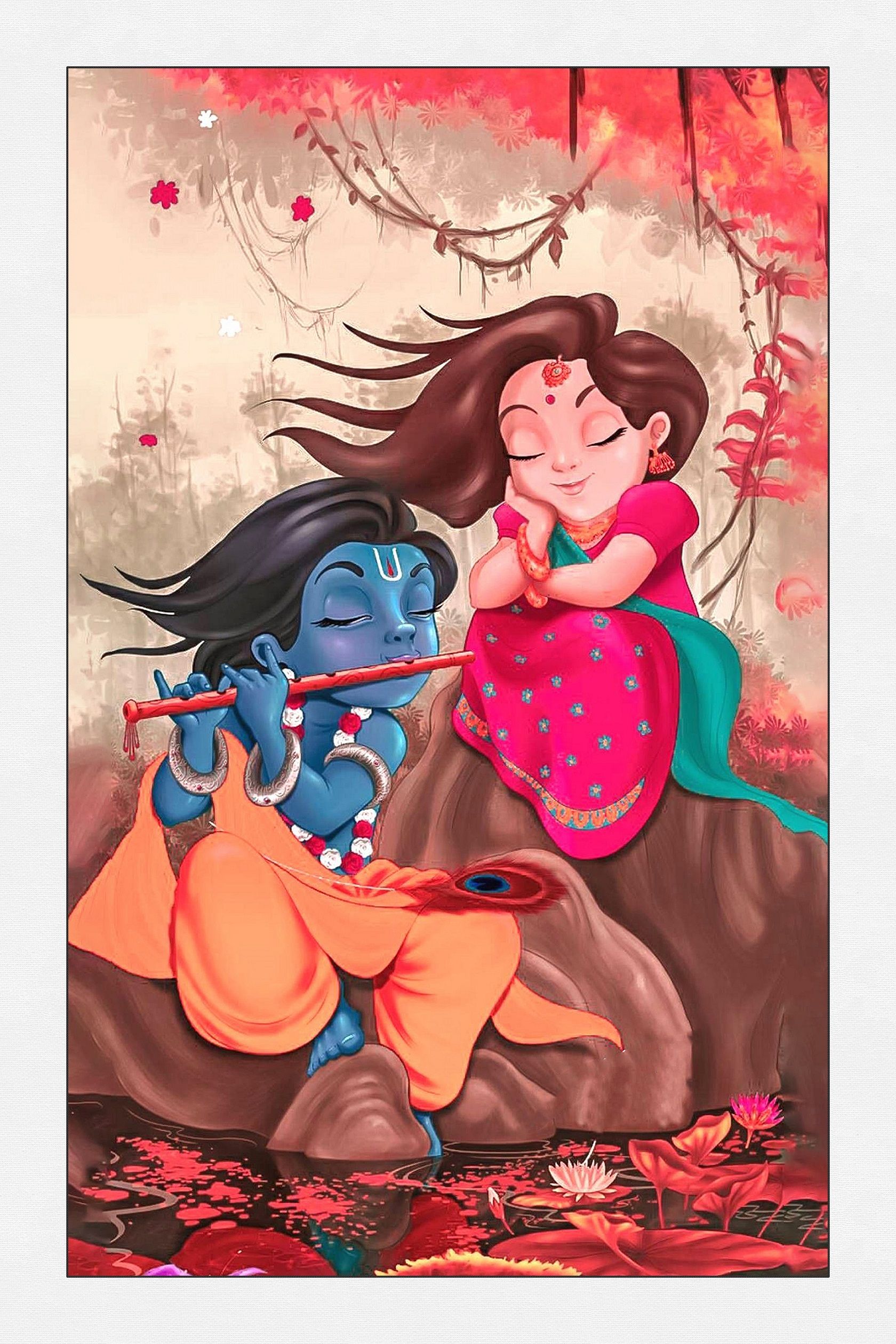 cute Radha Krishna Wallpaper Cartoon