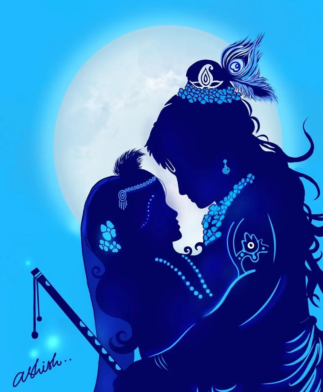 Radha Krishna Romantic Wallpaper Classic Krishna Wallpaper Digital Download  | iphonekrishnawallpaper.in