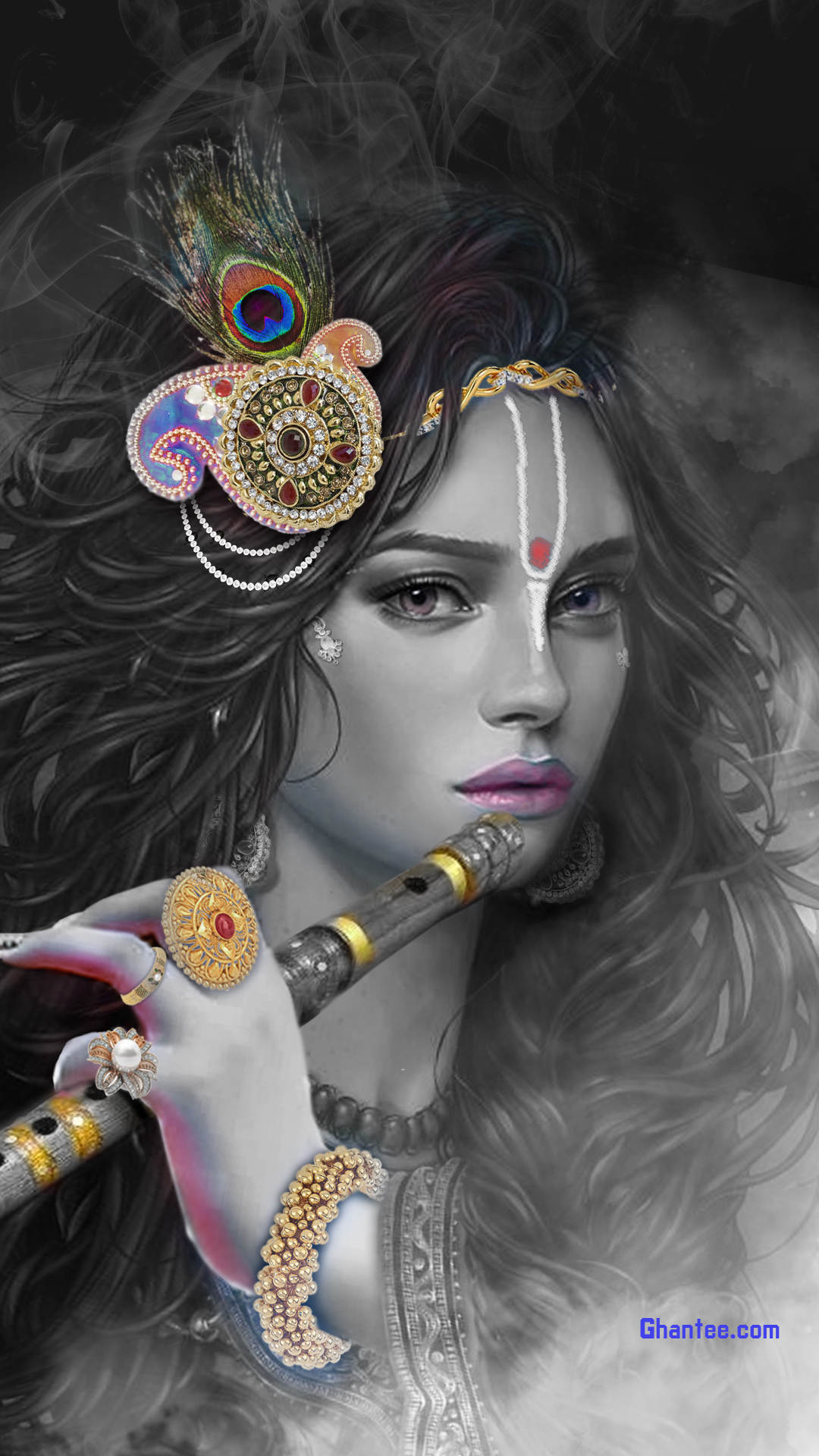 lord krishna with flute wallpapers