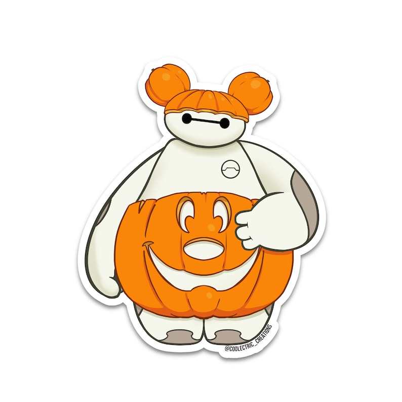 Baymax O Lantern Sticker Beautiful And Refined Glossy Cute Pumpkin Stickers   
