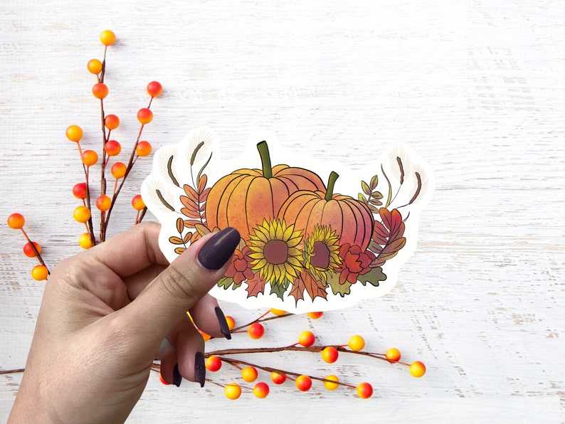 Fall Pumpkin Sunflower Sticker Beautiful And Refined Glossy Pumpkin Patch Stickers  #1