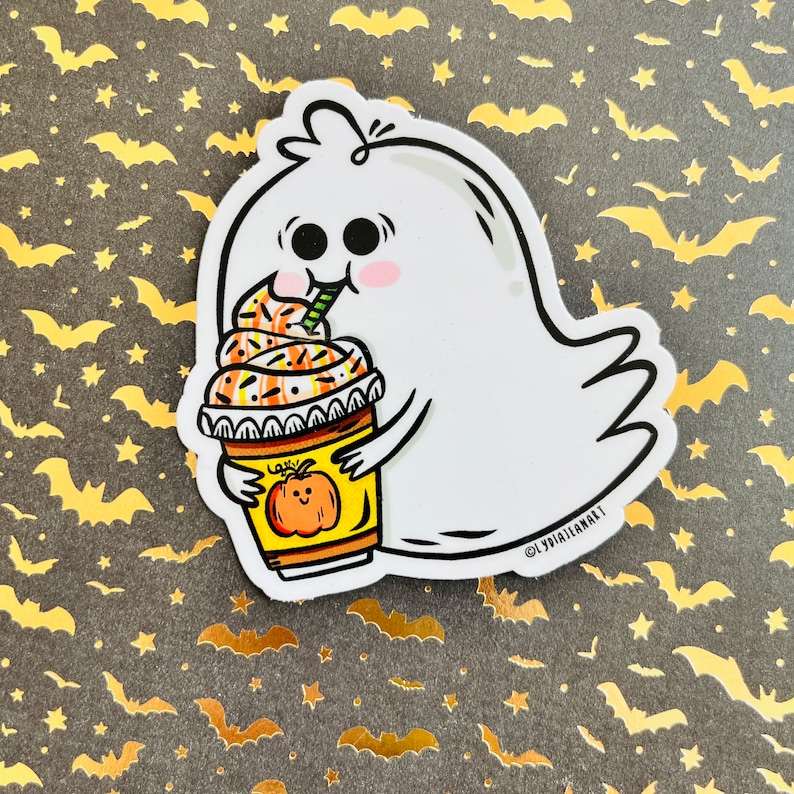Pumpkin Spice Vinyl Ghost Sticker Beautiful And Refined Glossy Cute Pumpkin Stickers   