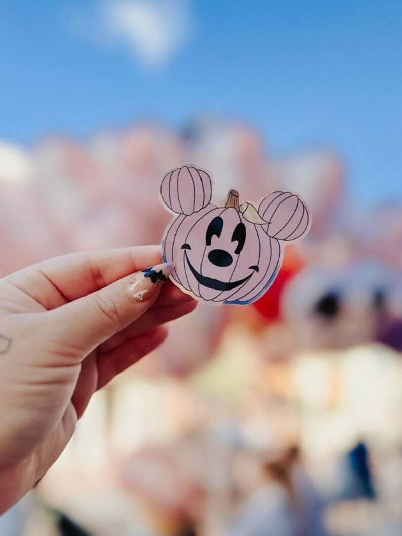 Pink Mickey Pumpkin Stickers Beautiful And Refined Glossy Pink Pumpkin Stickers   