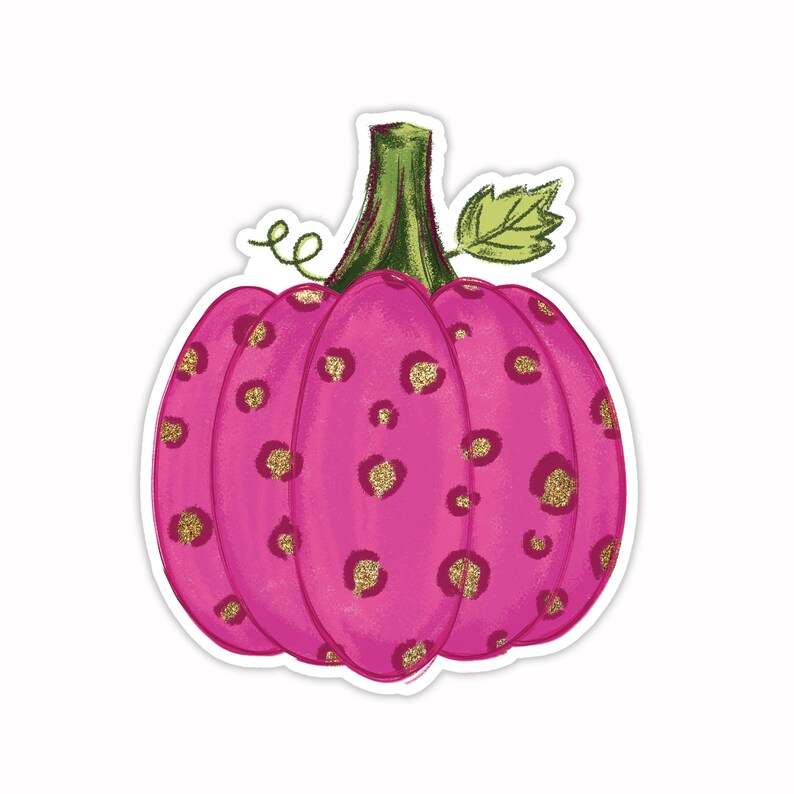 Waterproof And Scratch Resistant Stickers Beautiful And Refined Glossy Pink Pumpkin Stickers   