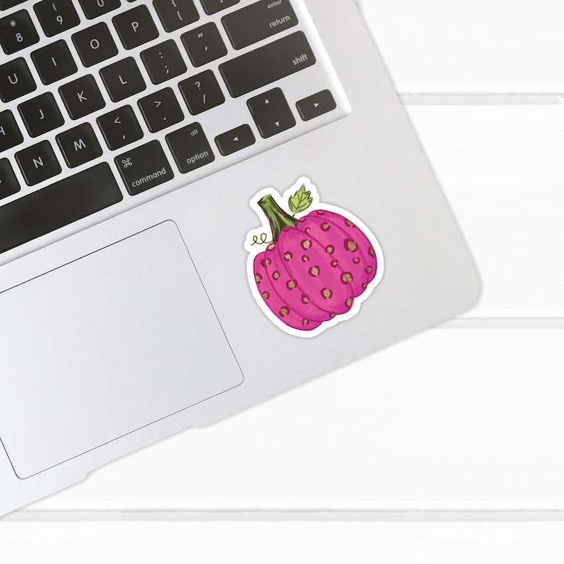 Waterproof And Scratch Resistant Stickers Beautiful And Refined Glossy Pink Pumpkin Stickers  #3